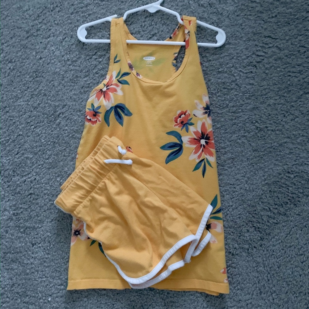 Old Navy Yellow Tropical Two Piece Set